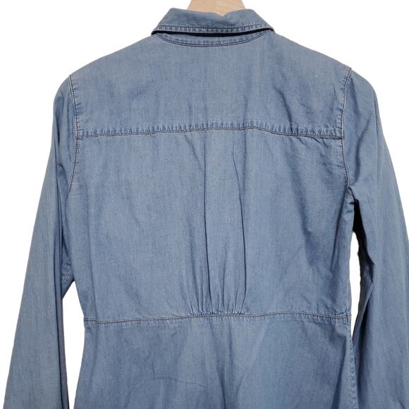 CAbi Jeans Chambray Blue Button Down Long Sleeve Tunic 100% Cotton Size Small - Picture 4 of 10